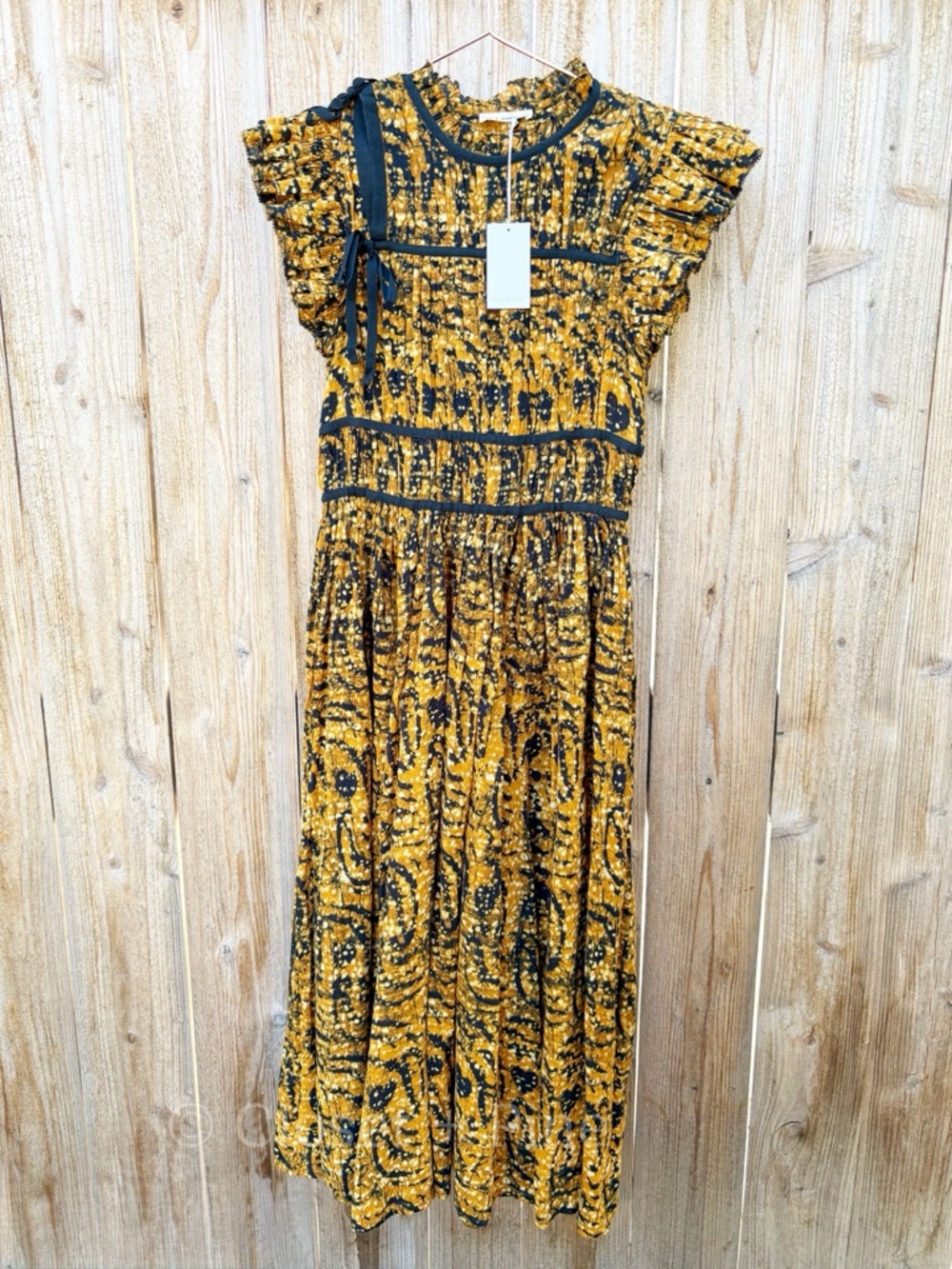 Ulla Johnson Amari Dress Marigold‎ Size 0 NWT Midi Orange Black - Picture 3 of 17